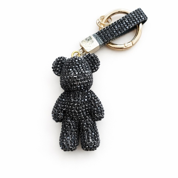 Accessories - Black Rhinestone Teddy Bear Keychain Bag Charm | Crystal Bear Bling